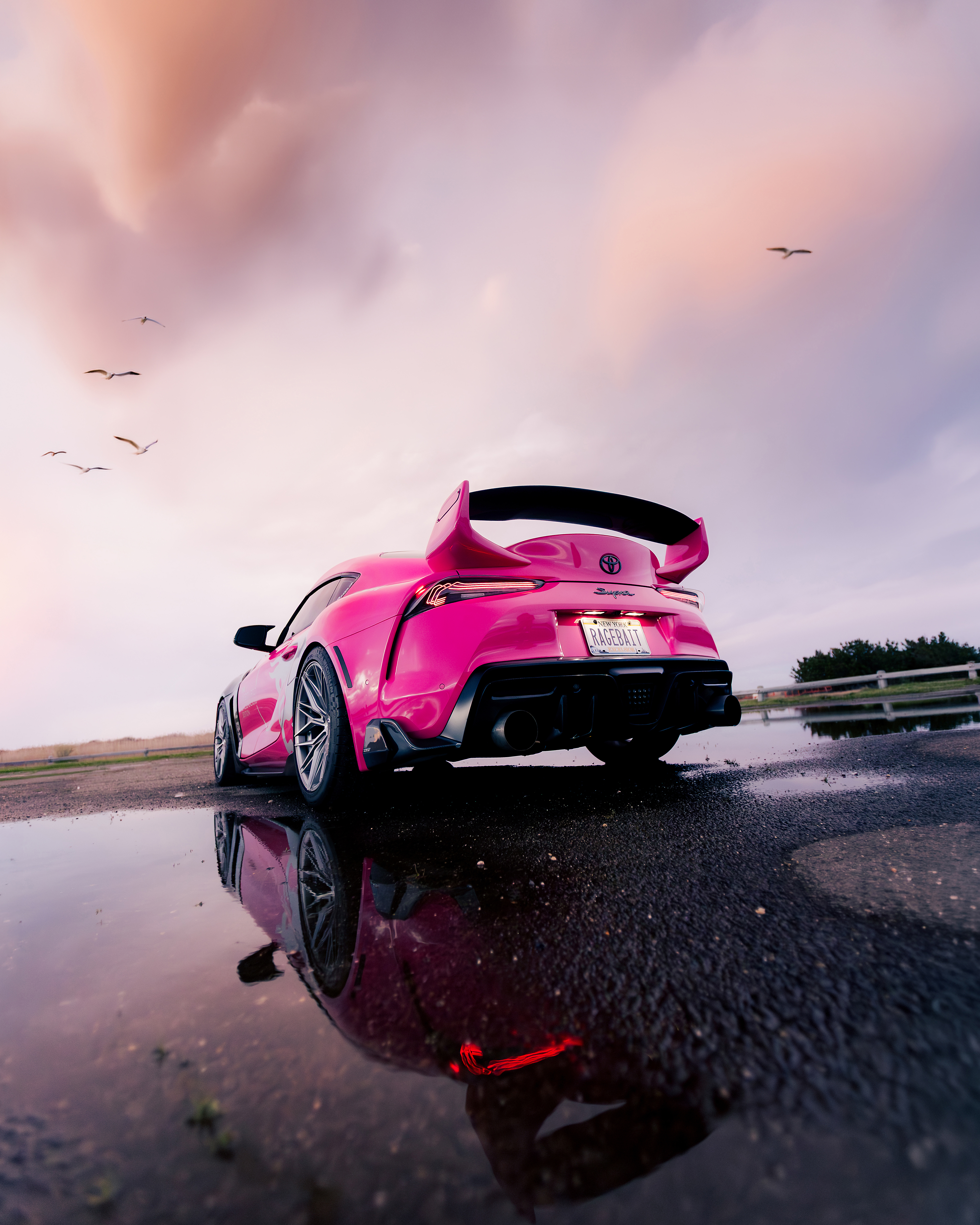 Pink Supra, Wet Tarmac